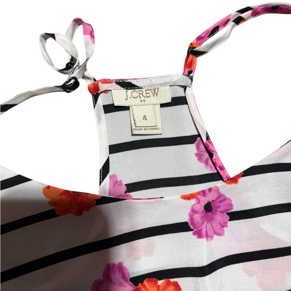 J. Crew Camisole with Pink and Orange Floral & Stripes Size 4 - Picture 2 of 2